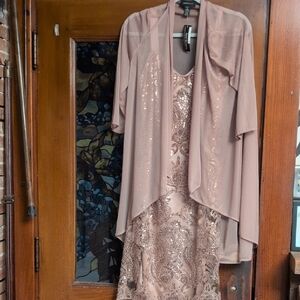 New R&M Richards Rose Gold Sequin Dress with Jacket